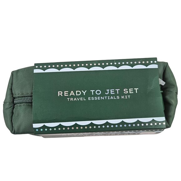 Ready To Jet Set Travel Essentials Kit Green Canvas Carry Case 10 Piece Set NEW - Picture 4 of 10